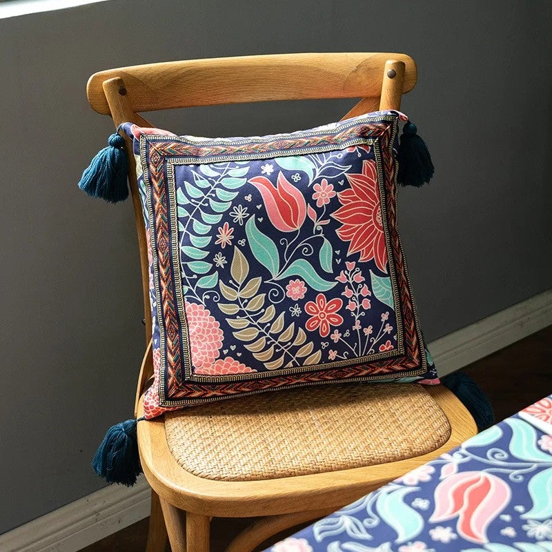 Y&D Ins Style Sofa Cushion Cover Sitting Room Cushion Cover Waist Pillow Folk Style Bedside Cushion Cover - Image 5